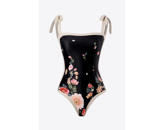 Floral Tie-Shoulder Two-Piece Swim Set
