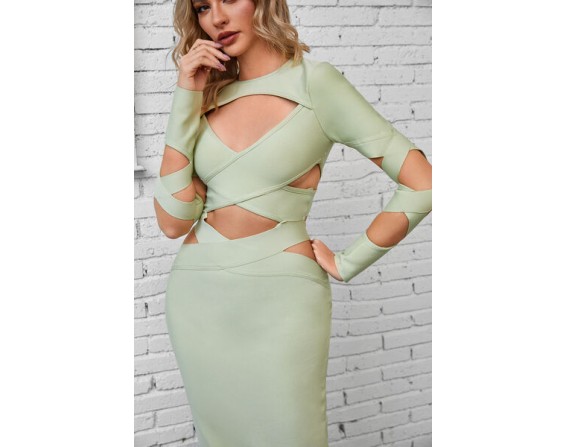 Cutout Round Neck Maxi Wrap Dress