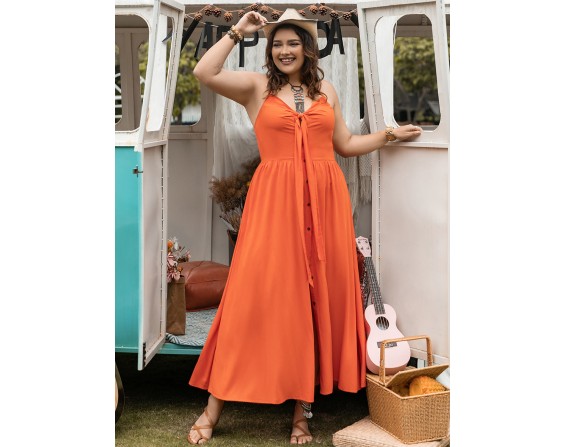 Plus Size Halter Neck Midi Dress