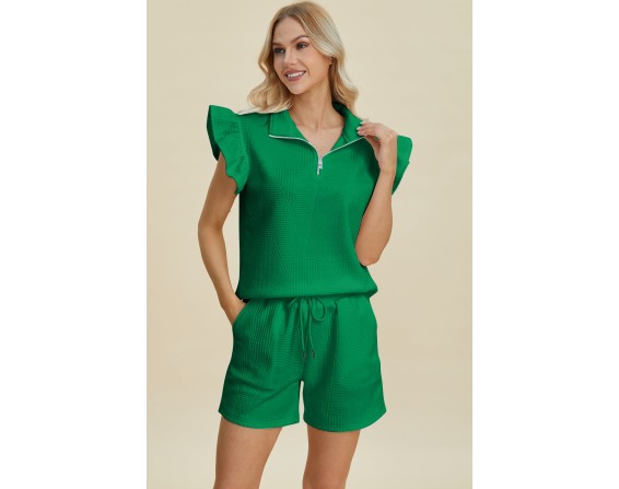 Full Size Texture Sleeveless Top and Shorts Set