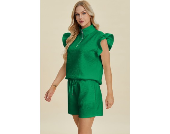 Full Size Texture Sleeveless Top and Shorts Set