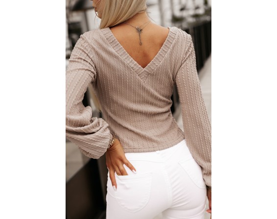 V-Neck Lantern Sleeve Blouse